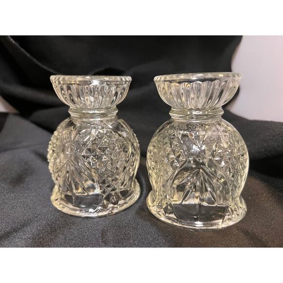Fostoria Tulip Clear Fire Candle Holders -set of 2 - Picture 11 of 12